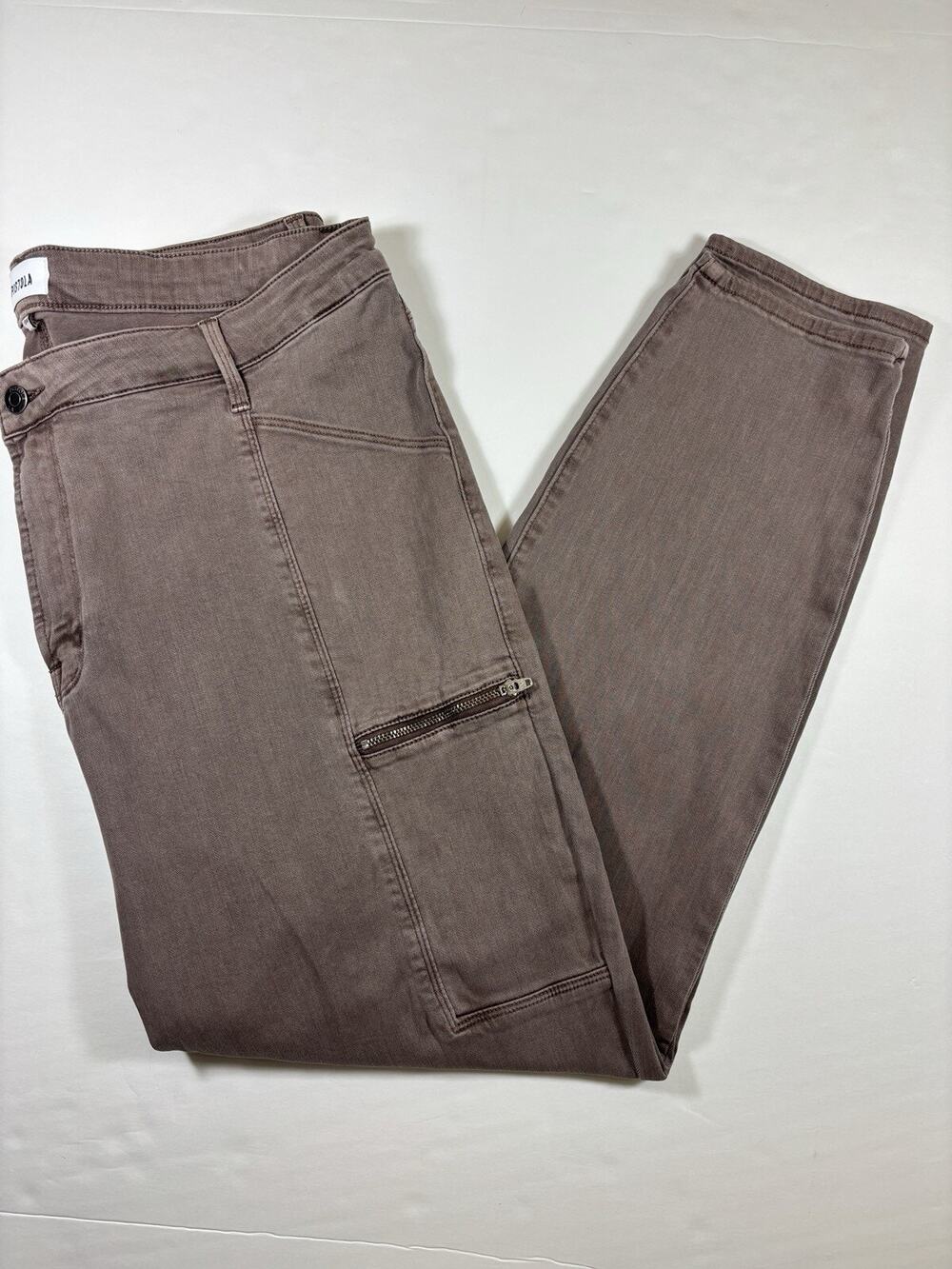 Pistola Topanga Cargo Jeans Brown Plus Size 18W Zip Pockets